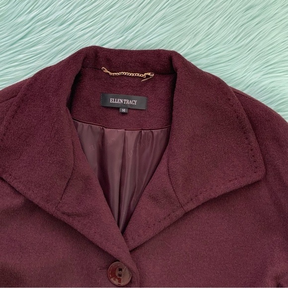 Ellen Tracy Plus Size Wool-Angora-Blend A-Line Walker Coat - Picture 12 of 13